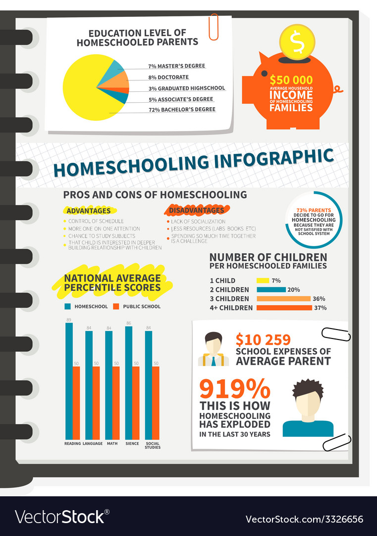 Homeschooling infographic Royalty Free Vector Image