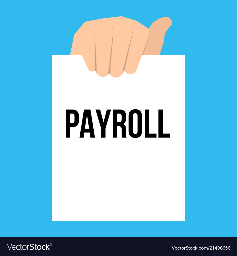 Man showing paper payroll text vector image Man showing paper payroll text
