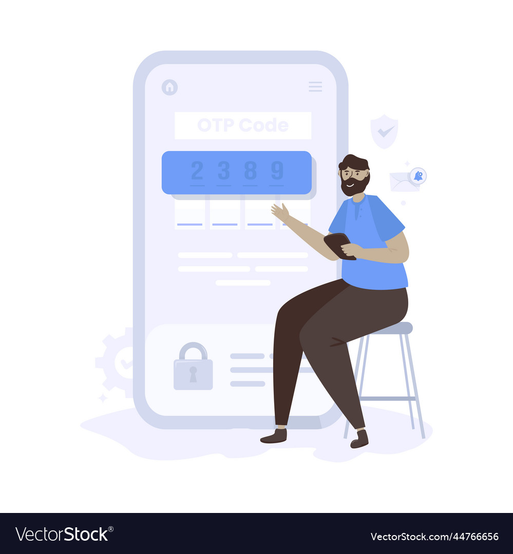 Otp code or one-time unlock password vector image Otp code or one-time unlock password