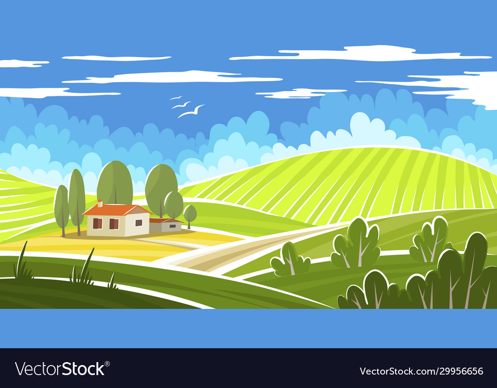 Serene Farmhouse Landscape