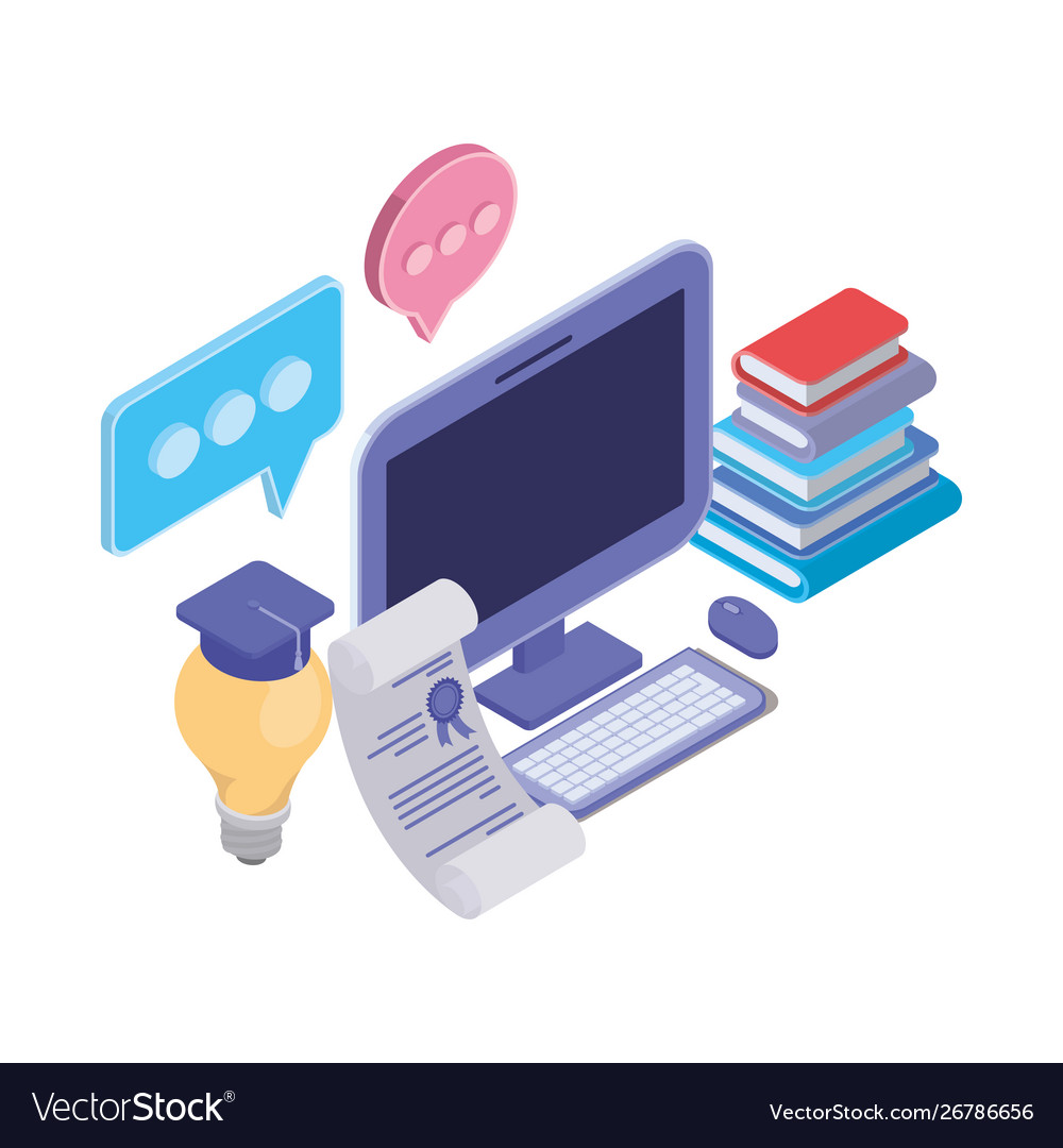 Set icons with desktop computer screen