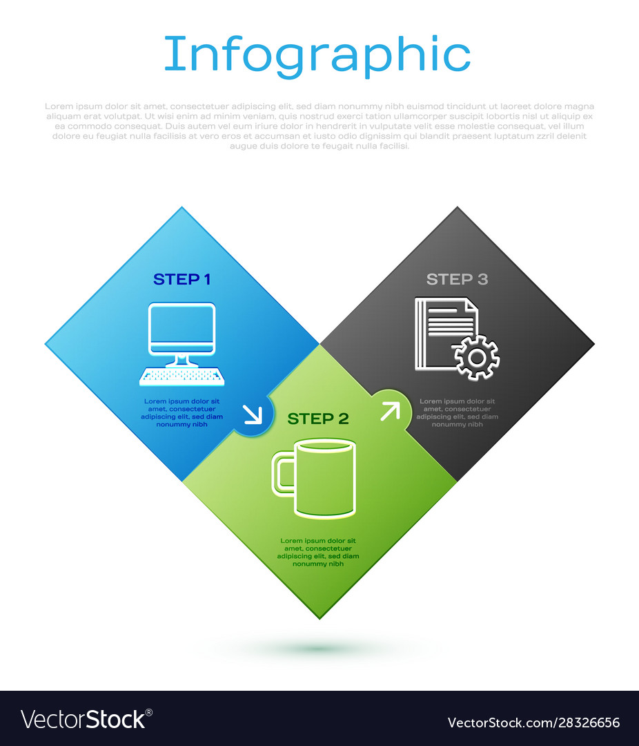 Set line computer monitor with keyboard document vector image Set line computer monitor with keyboard document