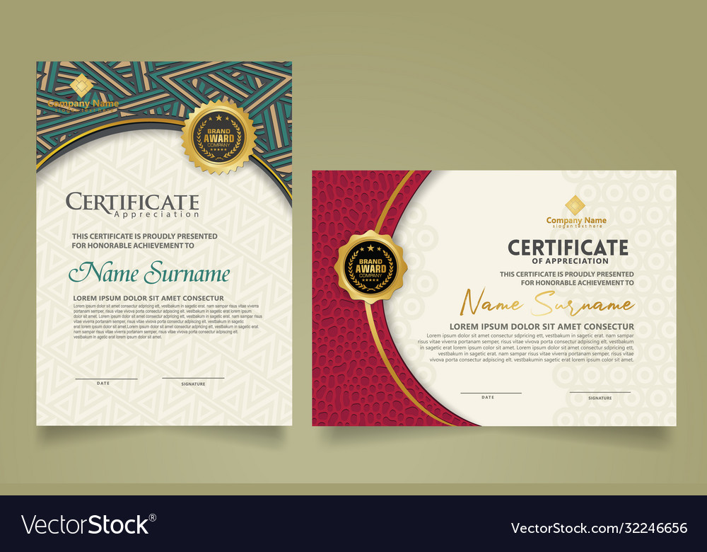 Set modern certificate template vector image Set modern certificate template