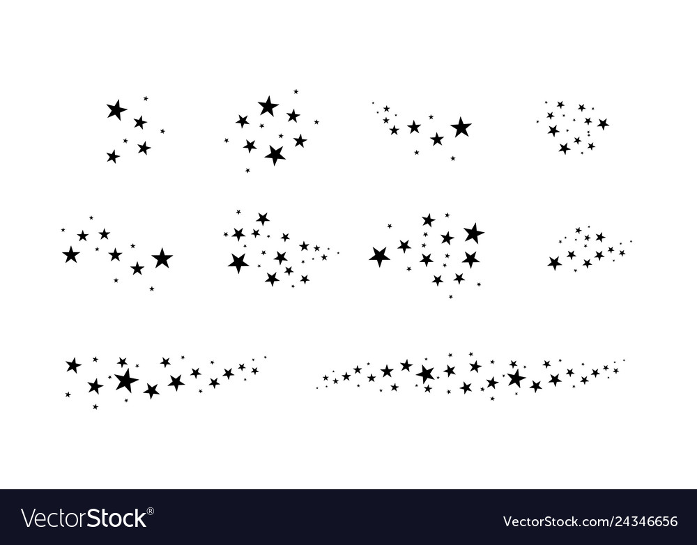 Set of falling star cloud stars isolated Vector Image