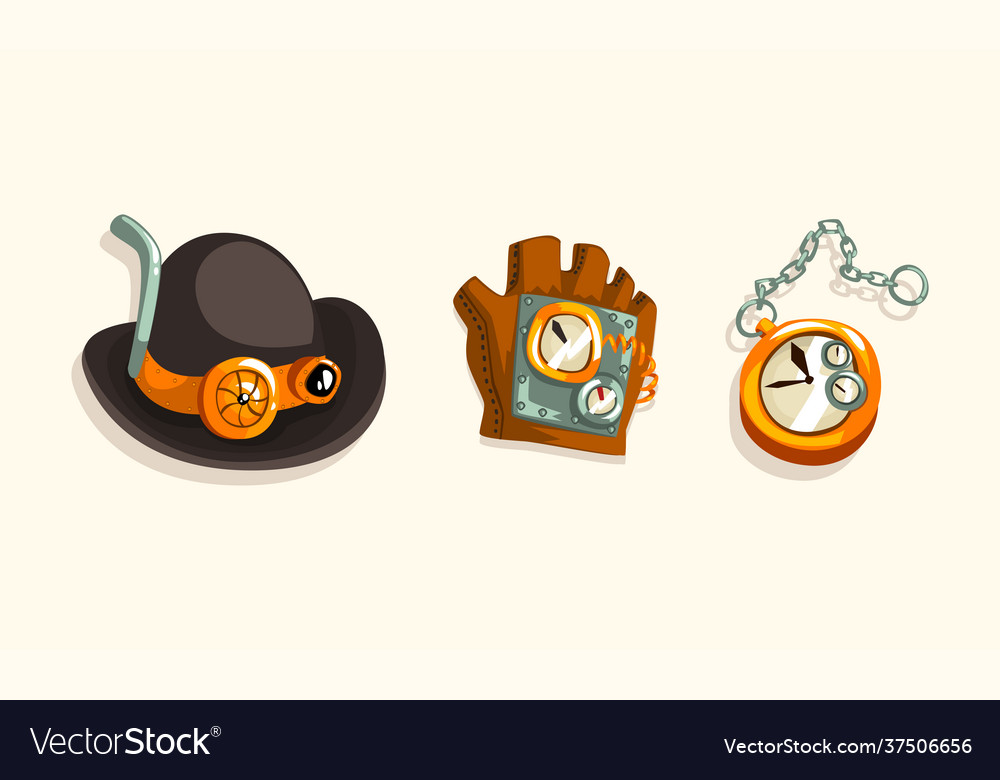 Steampunk fictional objects and mechanism with hat