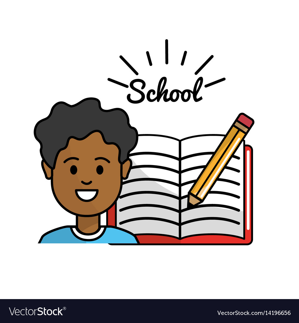 Student with open notebook and pencil tool