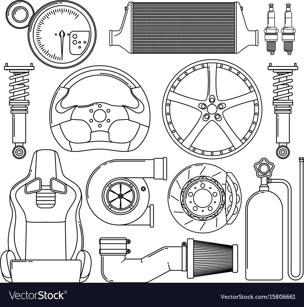 Auto parts icons set Royalty Free Vector Image