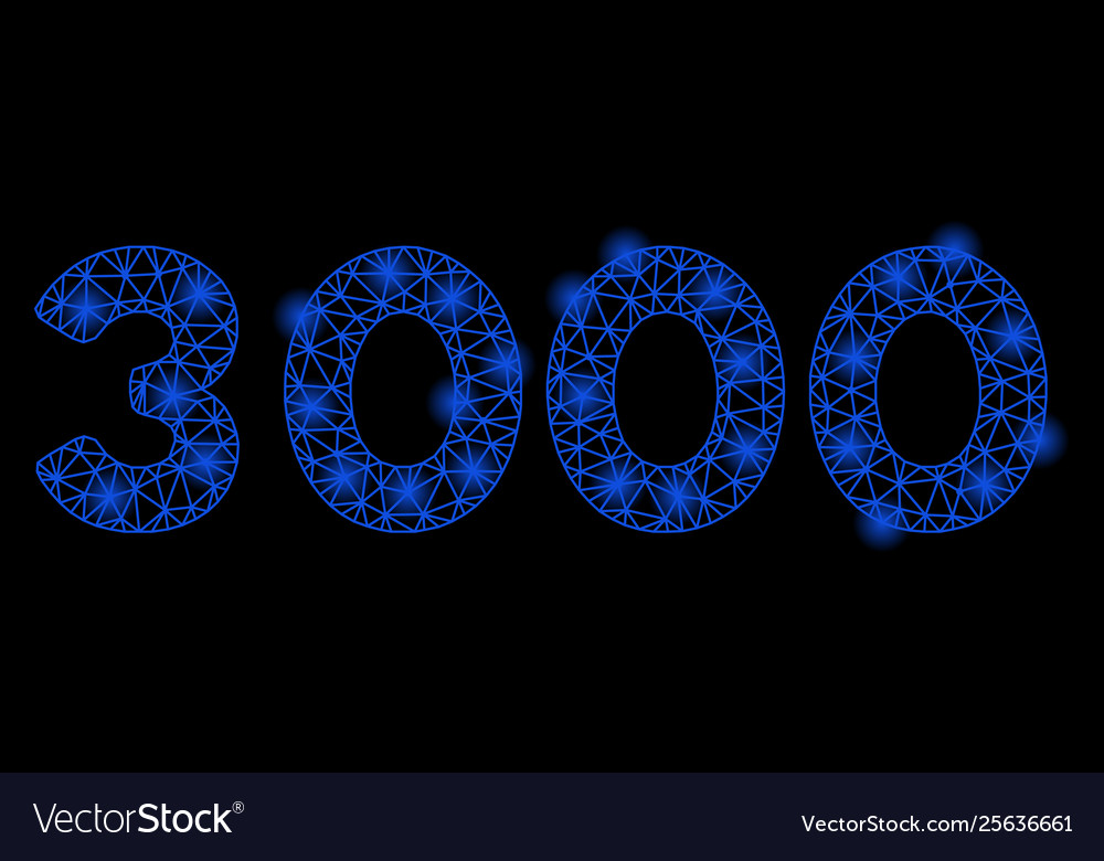 Bright mesh carcass 3000 digits text with flash vector image Bright mesh carcass 3000 digits text with flash