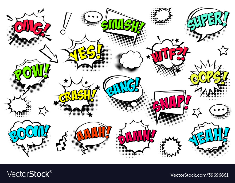 Comic Speech Bubbles With Halftone Shadows Vector Image 8332