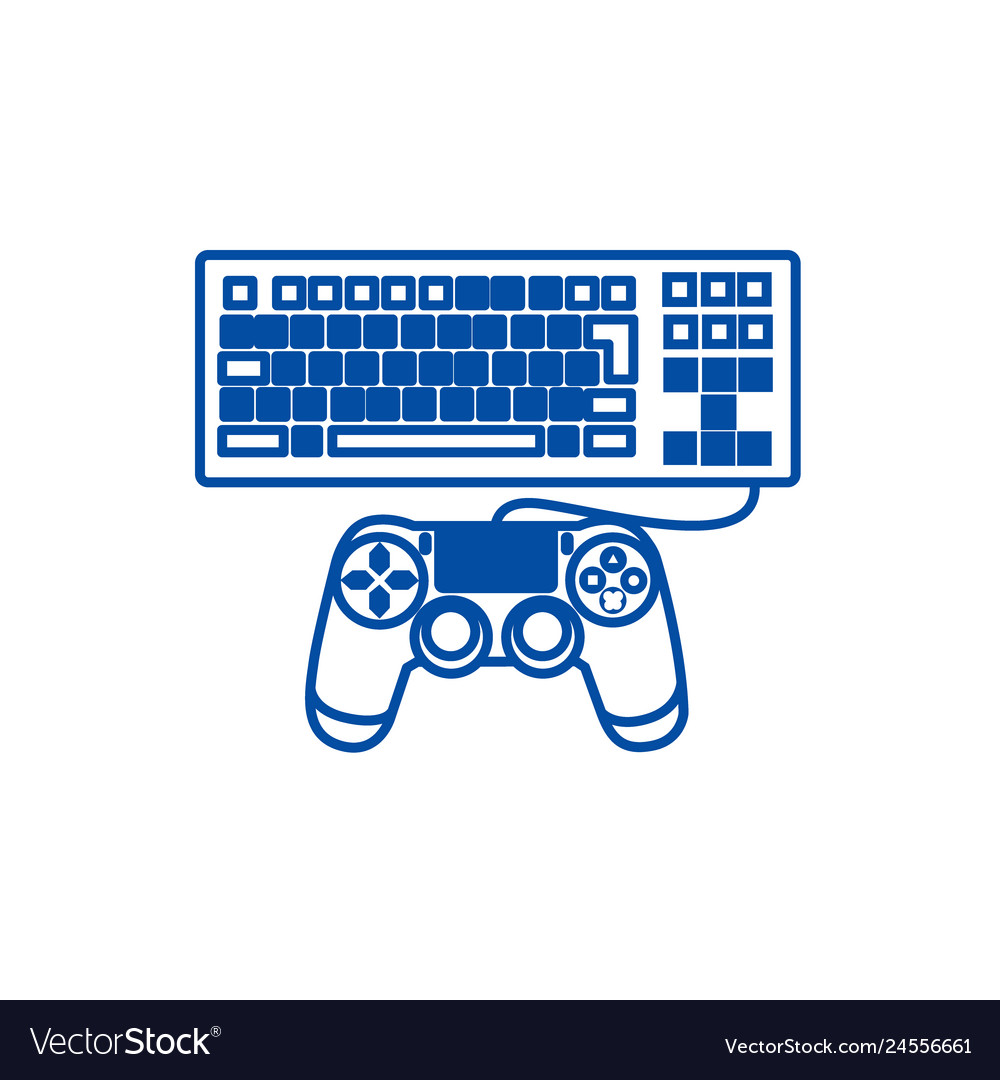 Computer game line icon concept vector image Computer game line icon concept