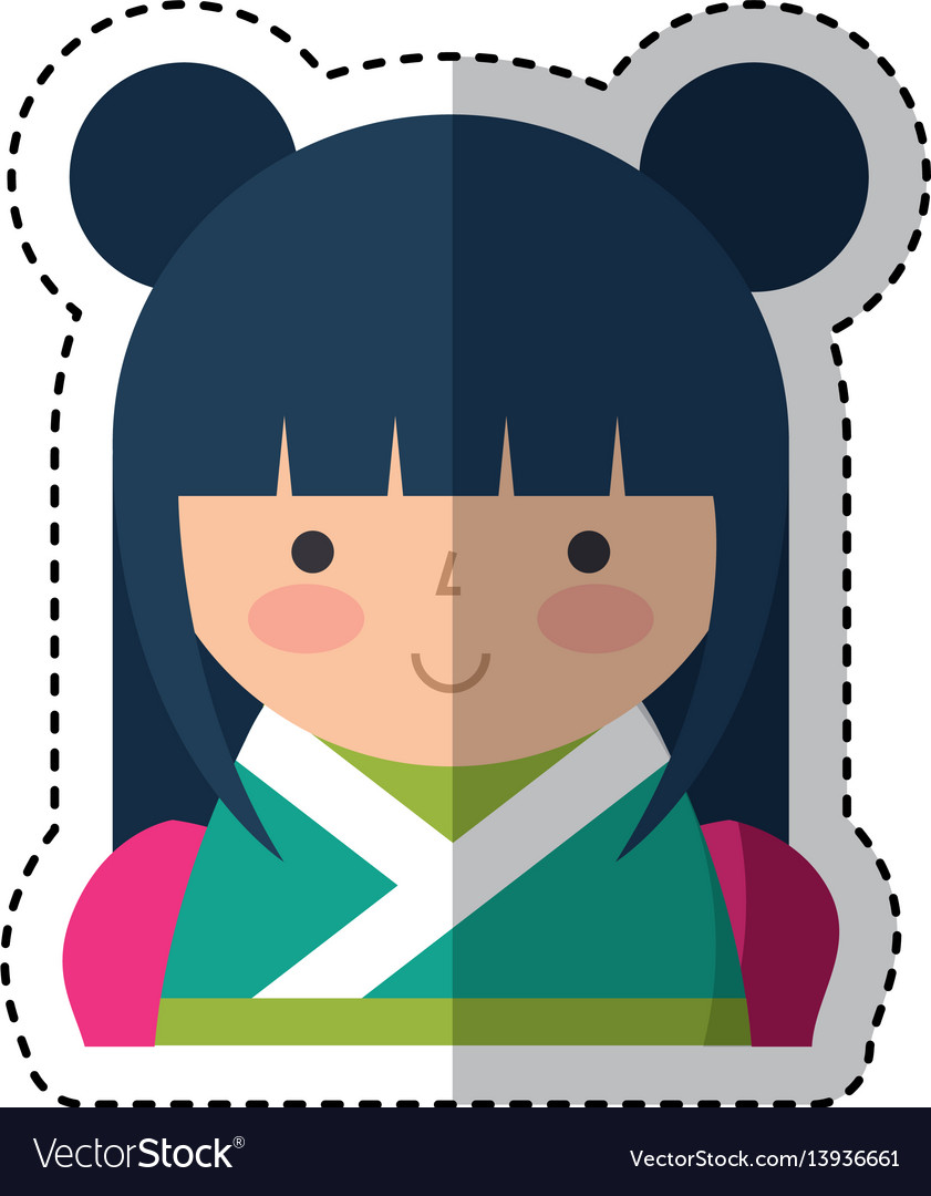 Cute japanese doll icon Royalty Free Vector Image