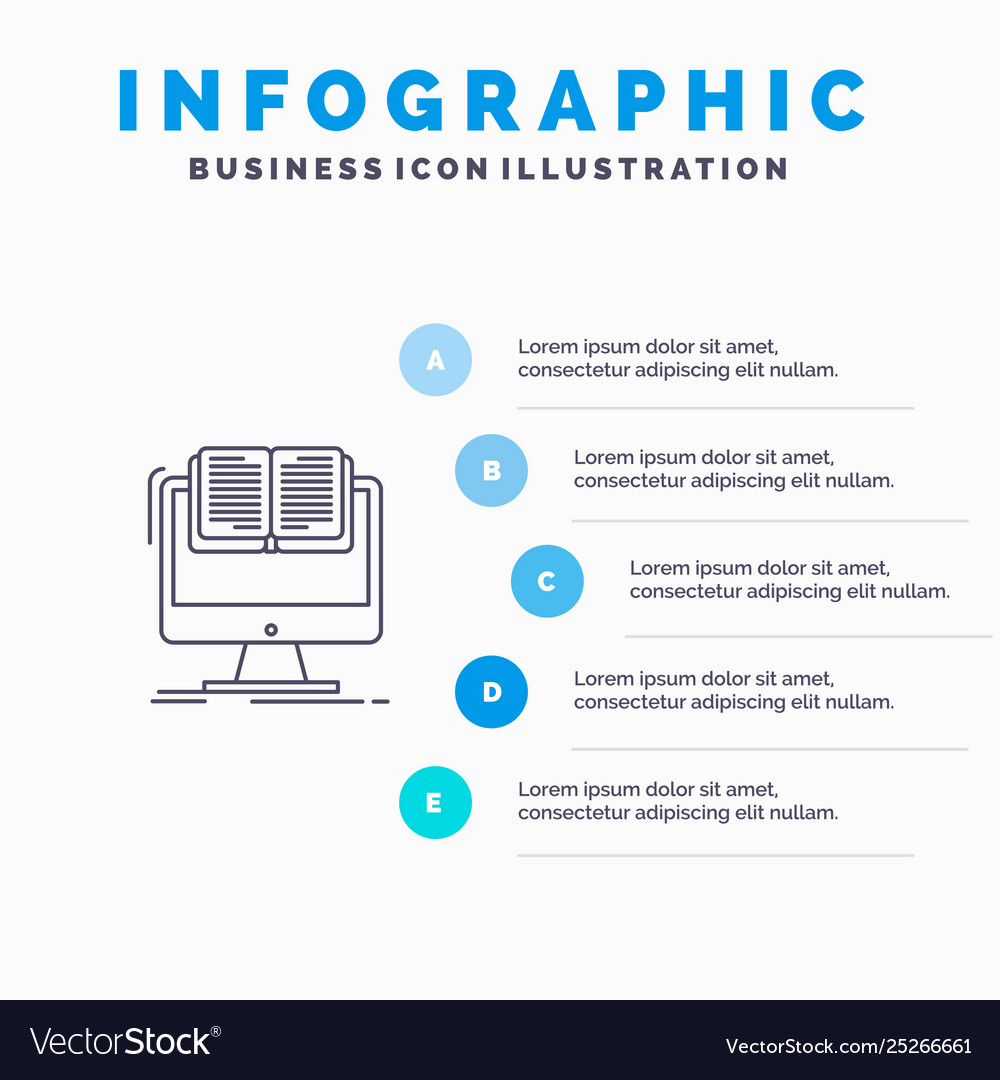 Document file computer cv book line icon with 5 vector image Document file computer cv book line icon with 5