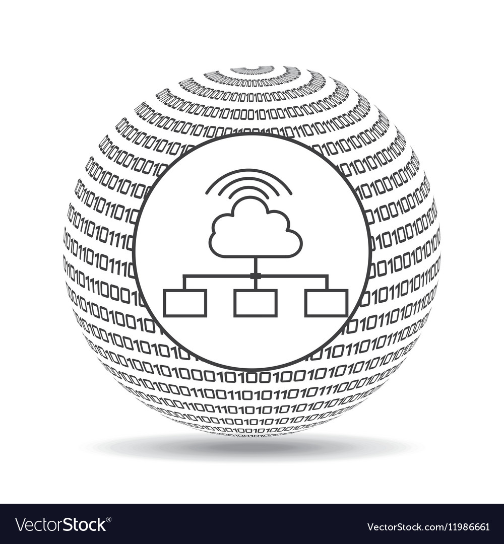 Globe binary concept cloud connected data
