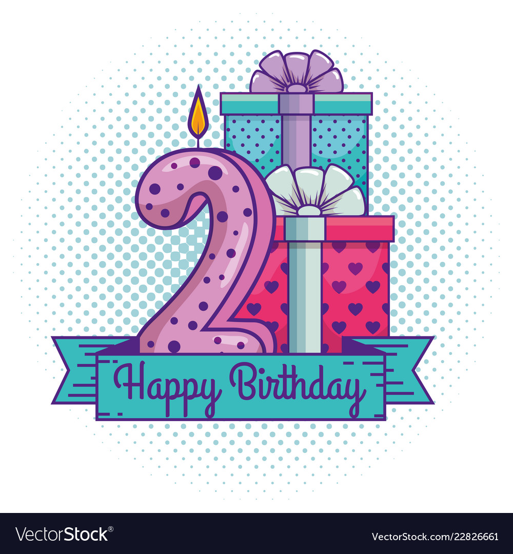 Happy birthday with candle number two decoration Vector Image