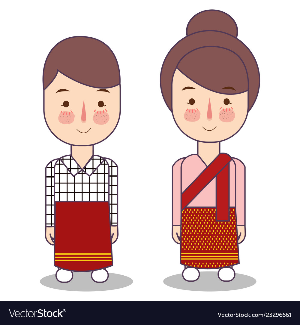 Laos wedding couple cute indonesian traditional Vector Image