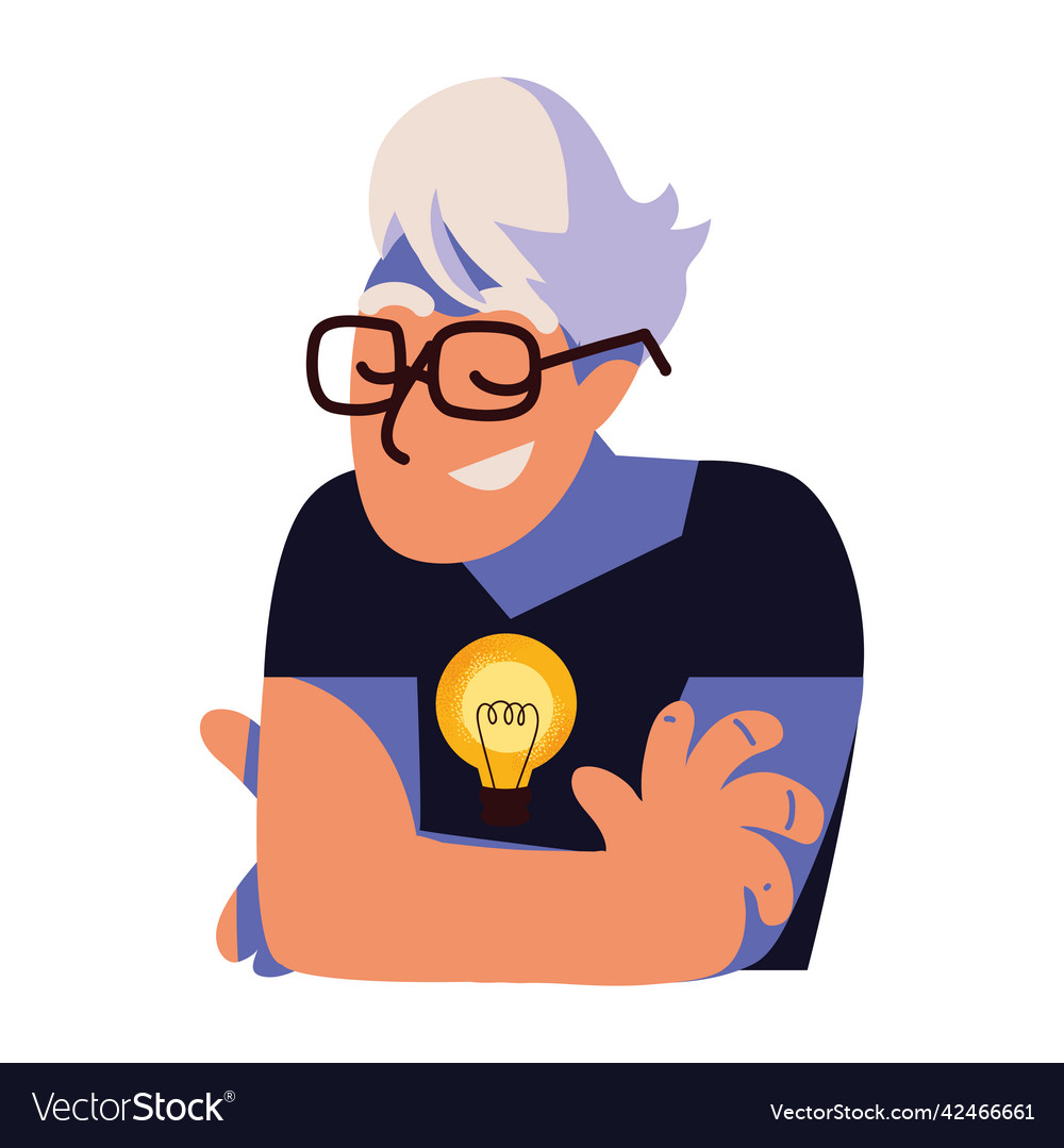 Nerd man with bulb