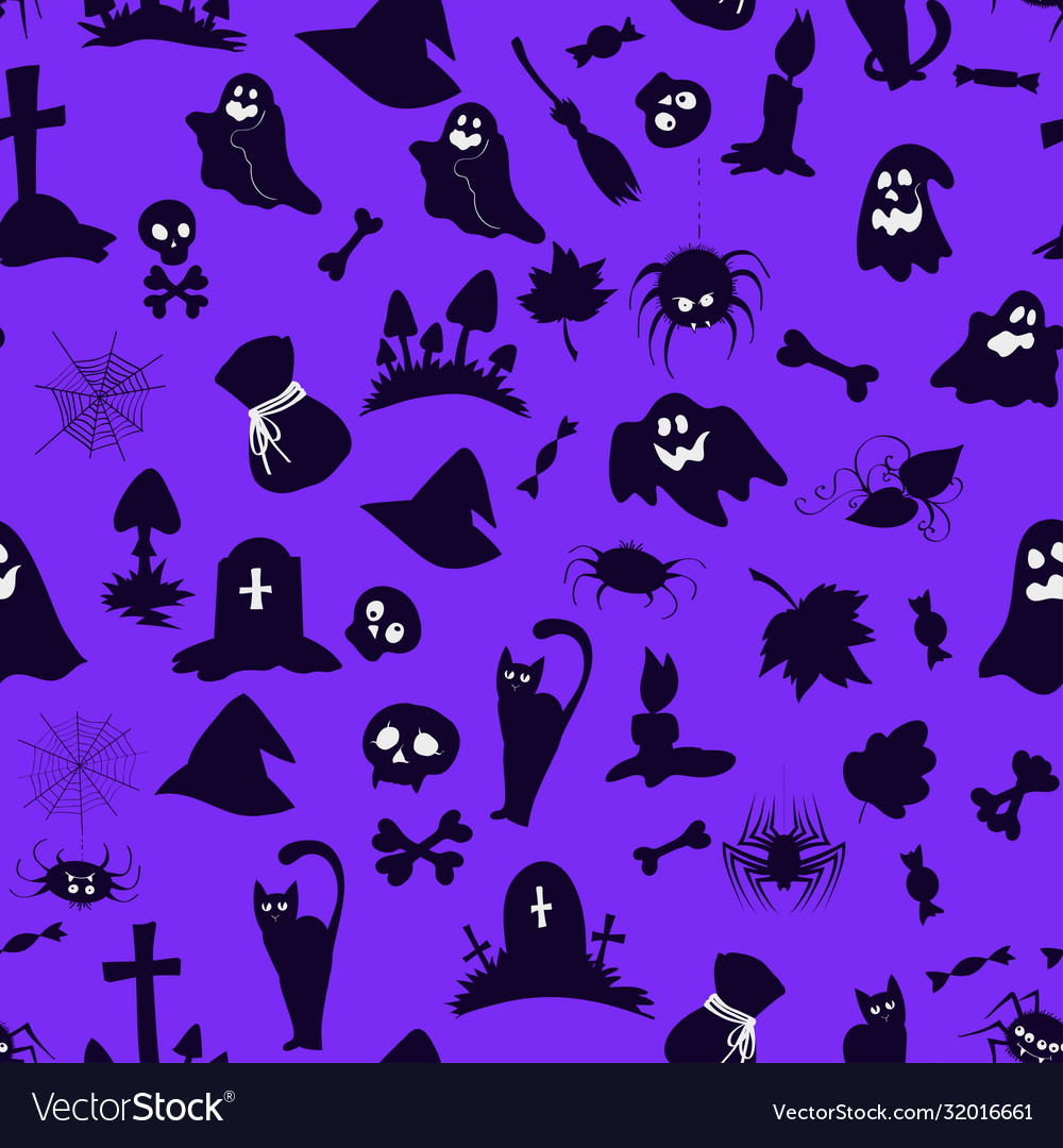 Seamless pattern with halloween objects vector image Seamless pattern with halloween objects