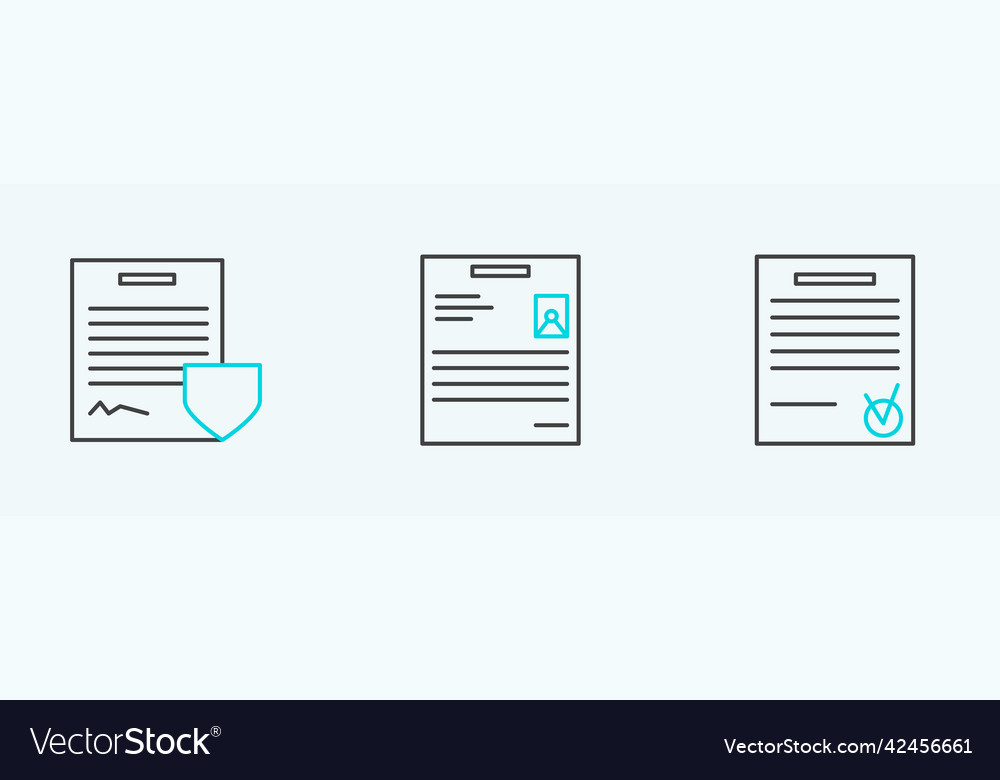 Set line confirmed document and check mark vector image Set line confirmed document and check mark