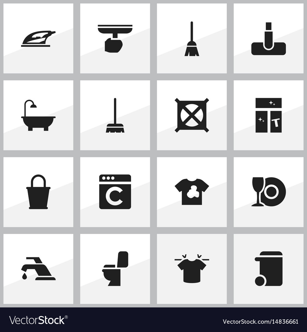 Set of 16 editable cleanup icons includes symbols