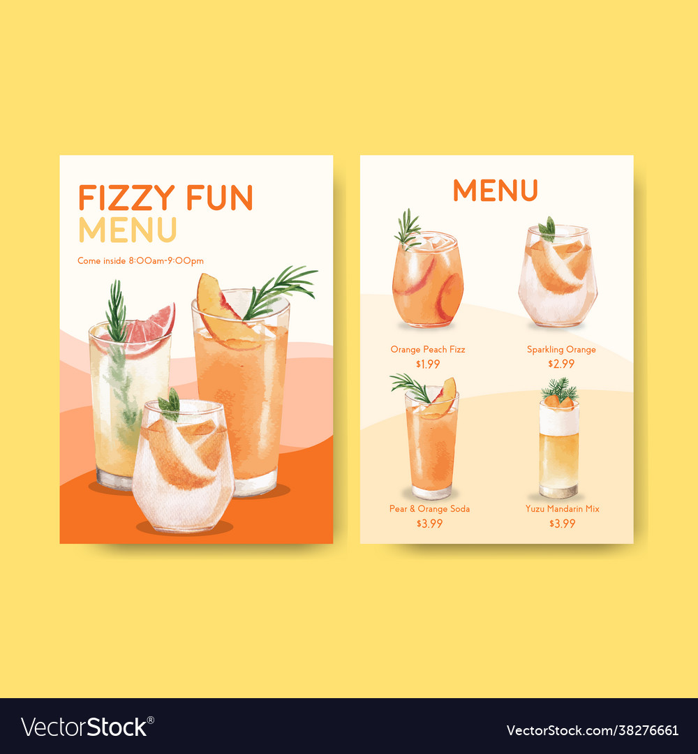 Soda drink menu template for cafe and bistro