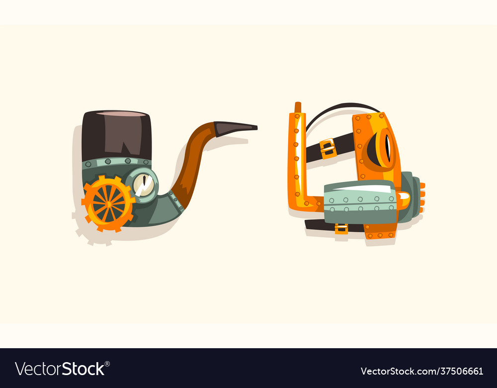 Steampunk fictional objects and mechanism vector image Steampunk fictional objects and mechanism