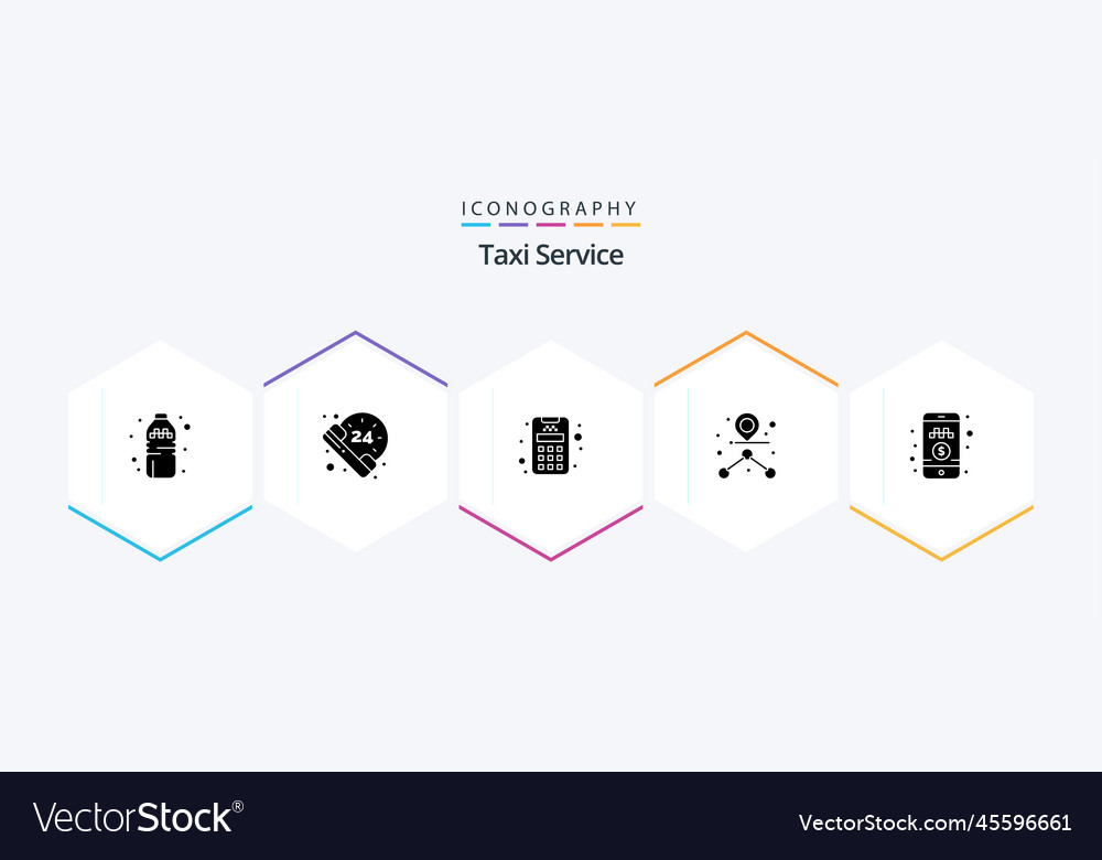 Taxi-Service 25 Glyph-Symbolpaket inklusive Fahrt