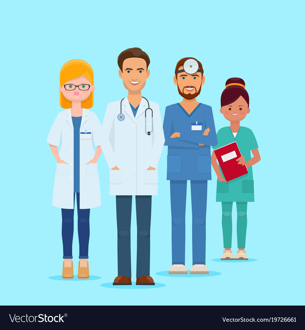 Team Of Smiling Doctors And Nurses Royalty Free Vector Image   Team Of Smiling Doctors And Nurses Vector 19726661 