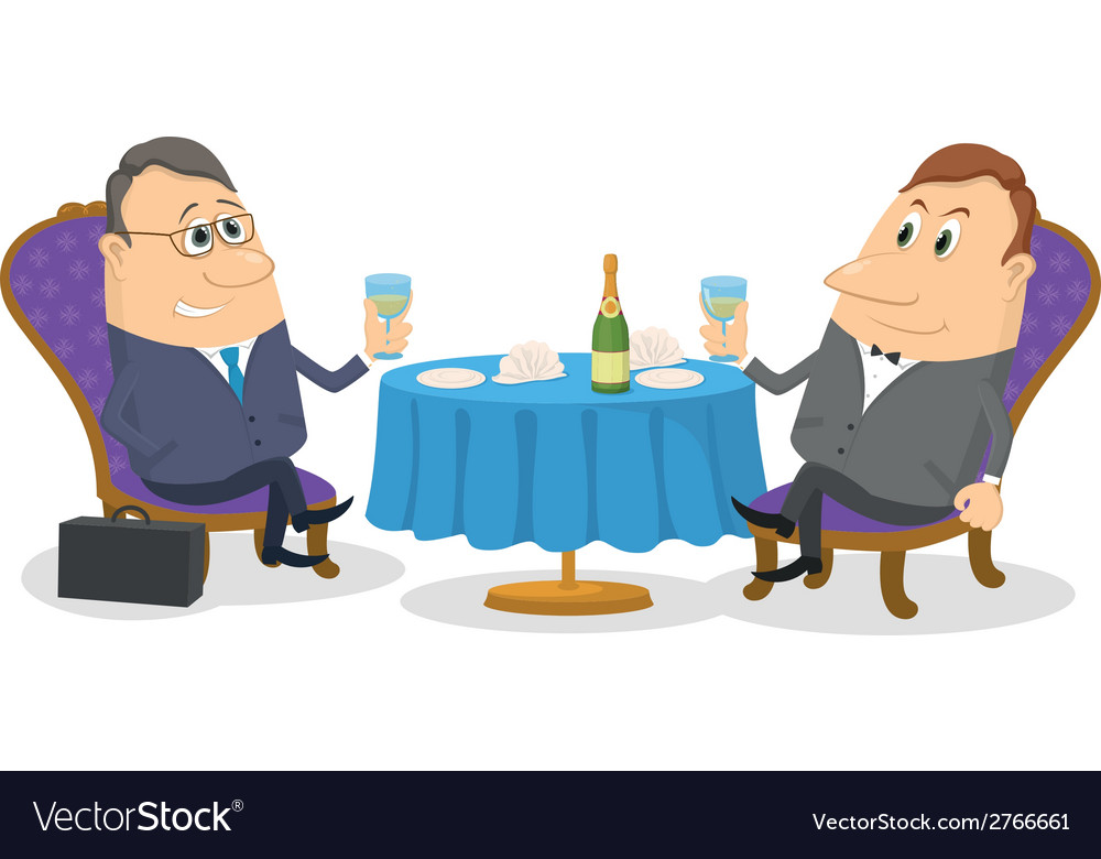 Two businessman near table isolated