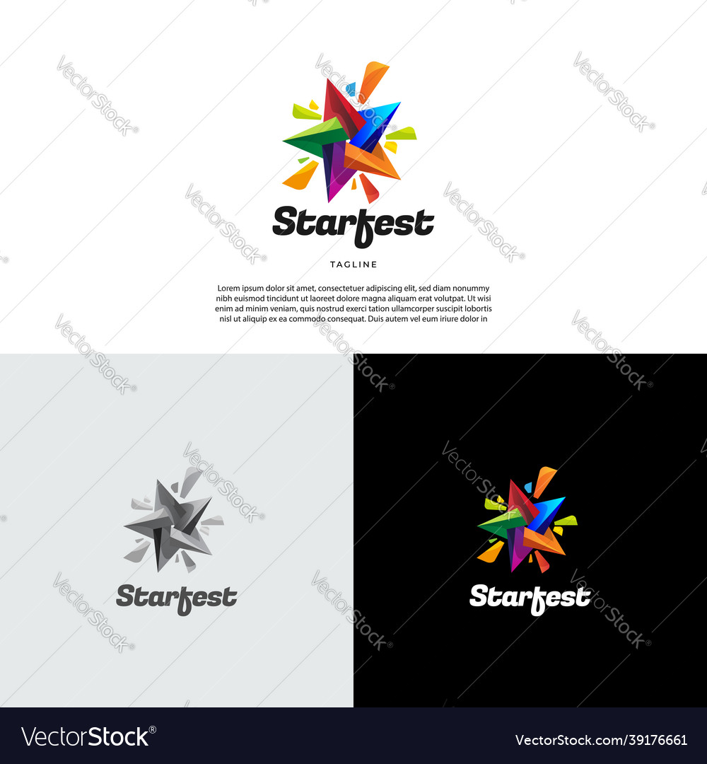 Vibrant bunte Stern Logo Design Template Zeichen