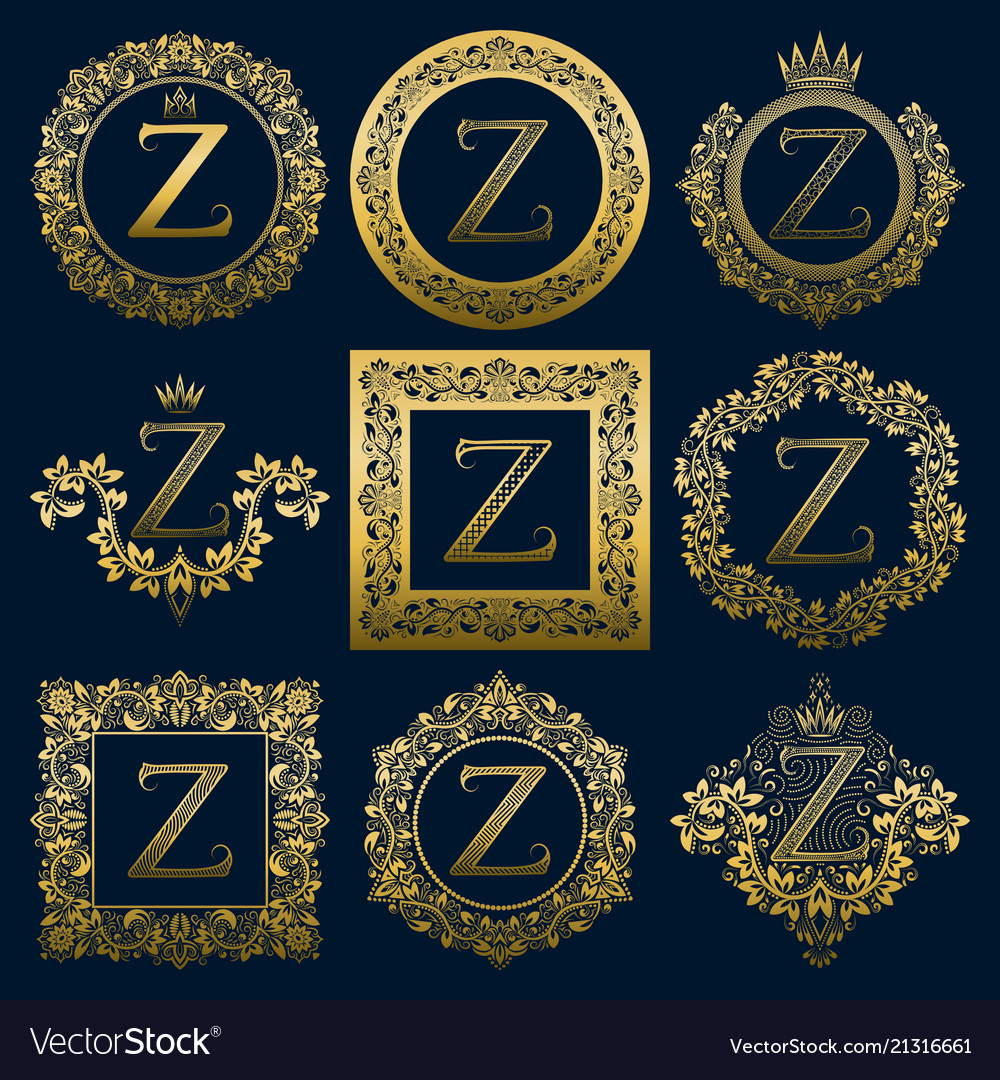 Vintage monograms set of z letter Royalty Free Vector Image