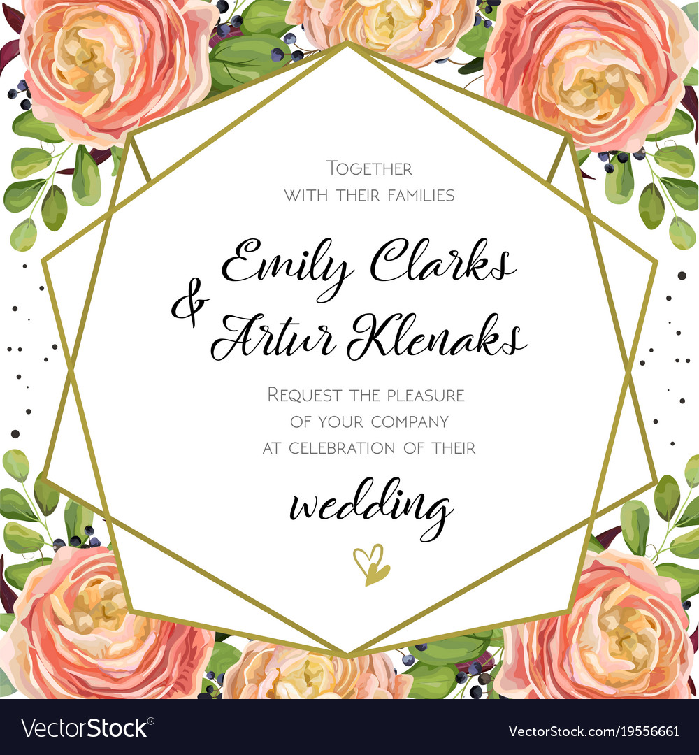 Wedding invitation floral invite card design Vector Image