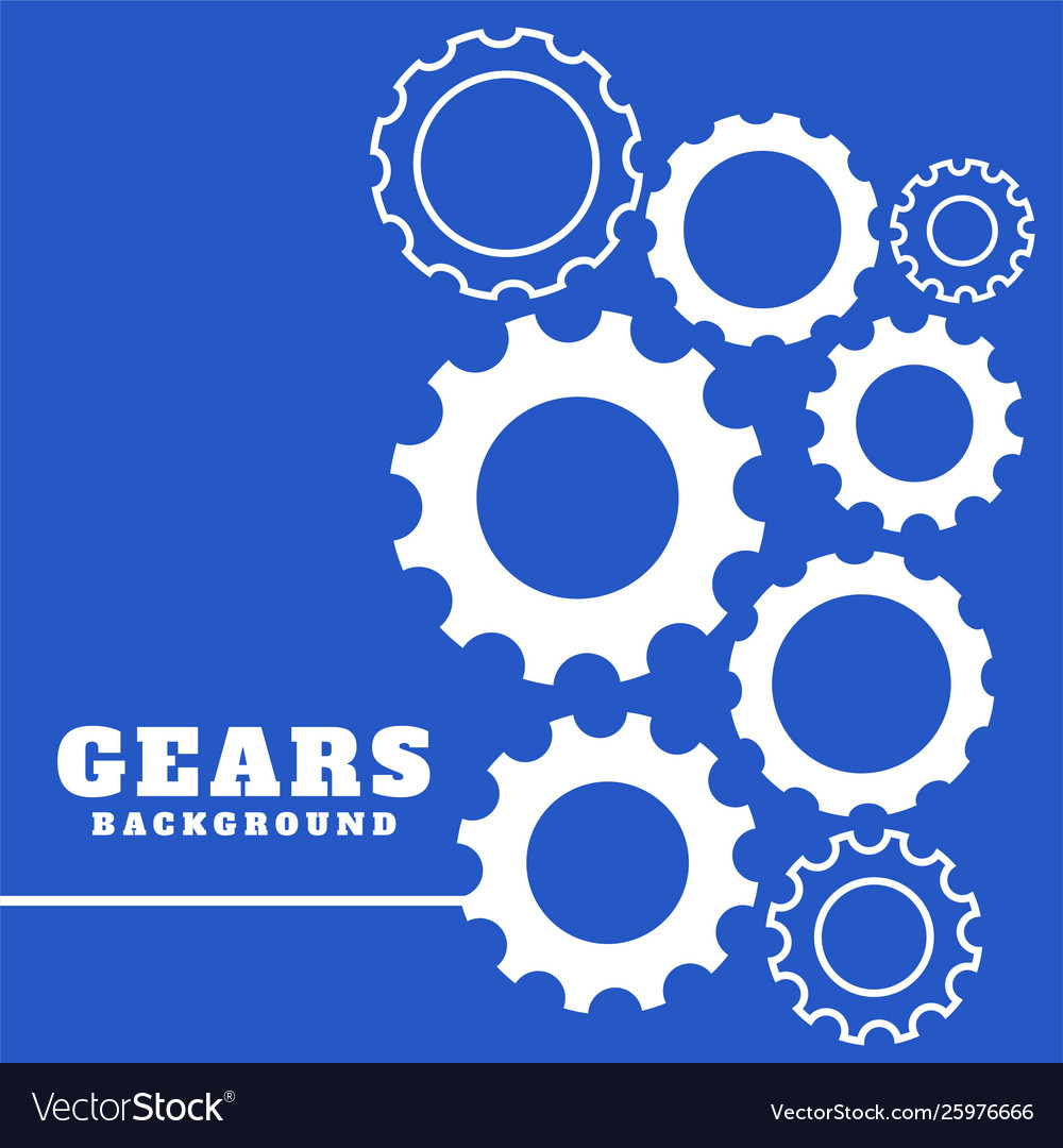 Blue background with white gears setting Vector Image