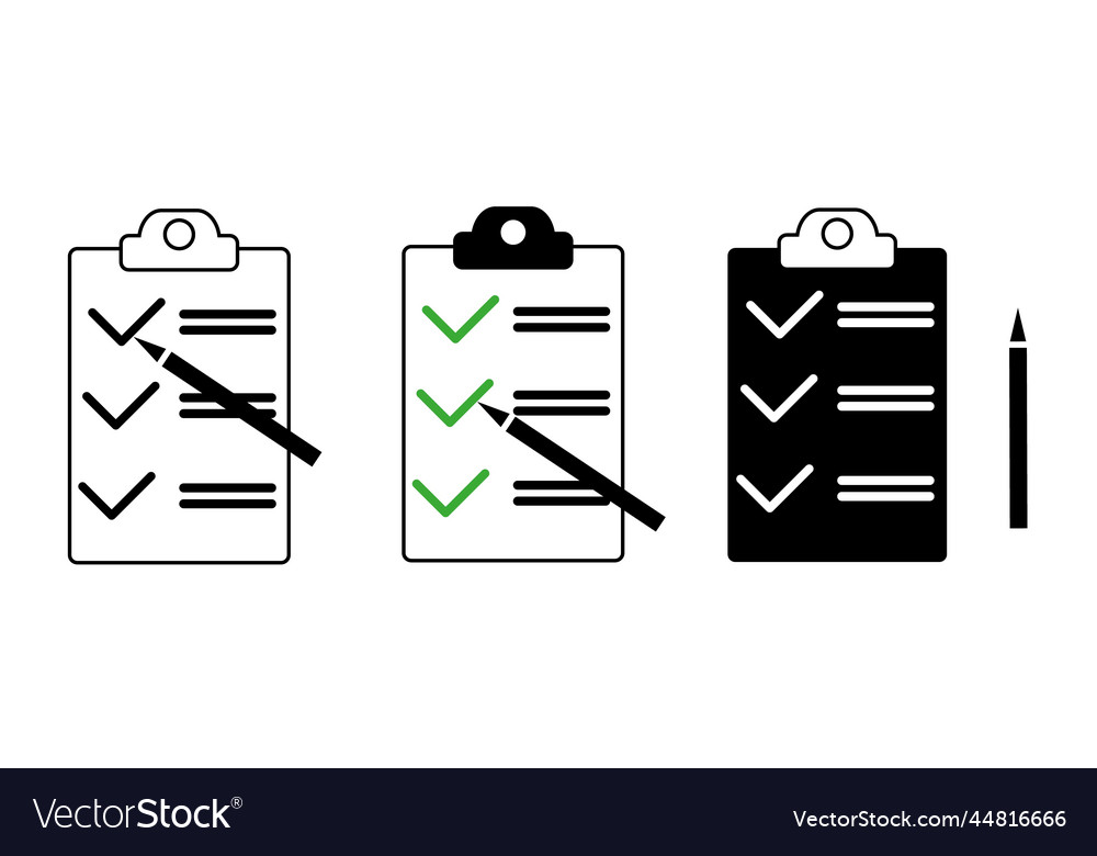 Clipboard with pencil icon set notepad symbol vec