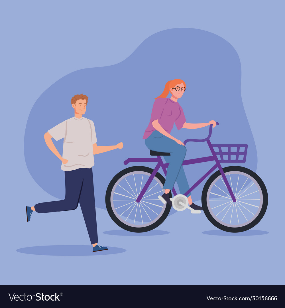 Couple with bike avatar character