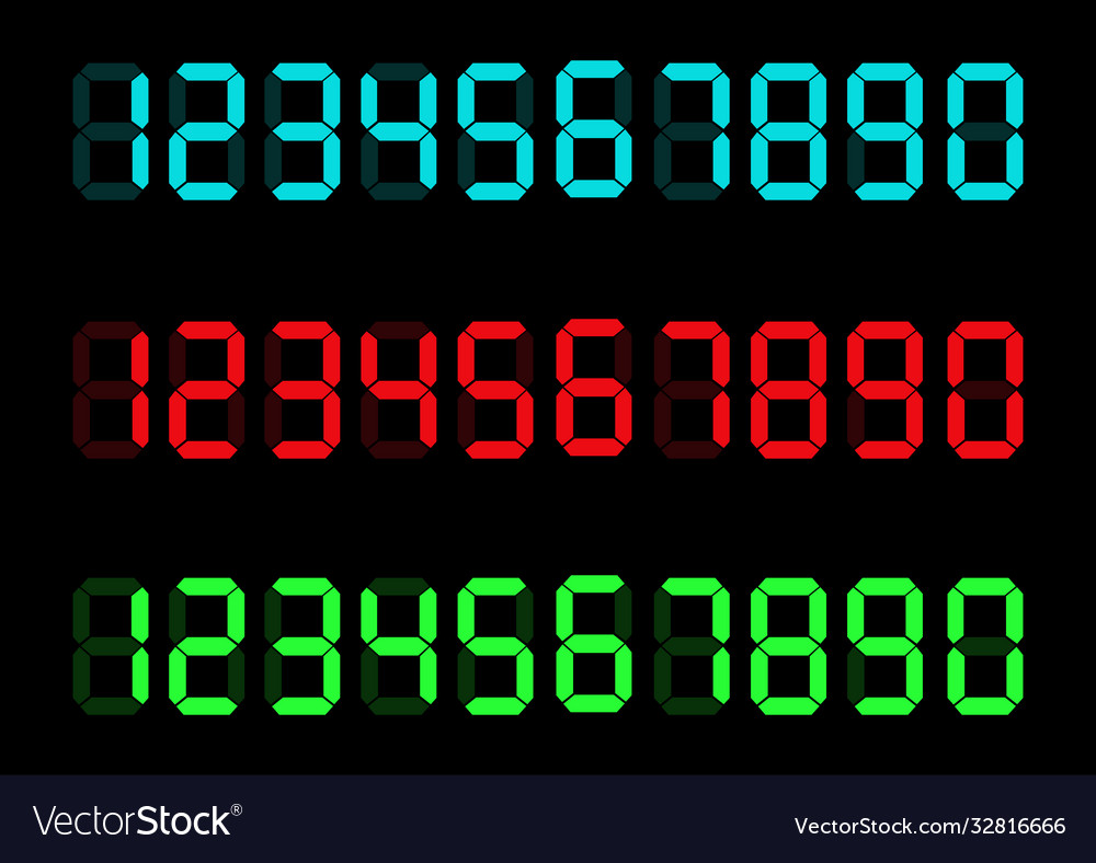 Digital numbers set calculator vector image Digital numbers set calculator