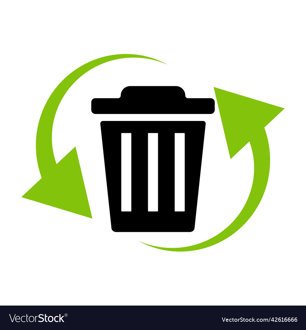 Garbage box and recycled mark icon of environment