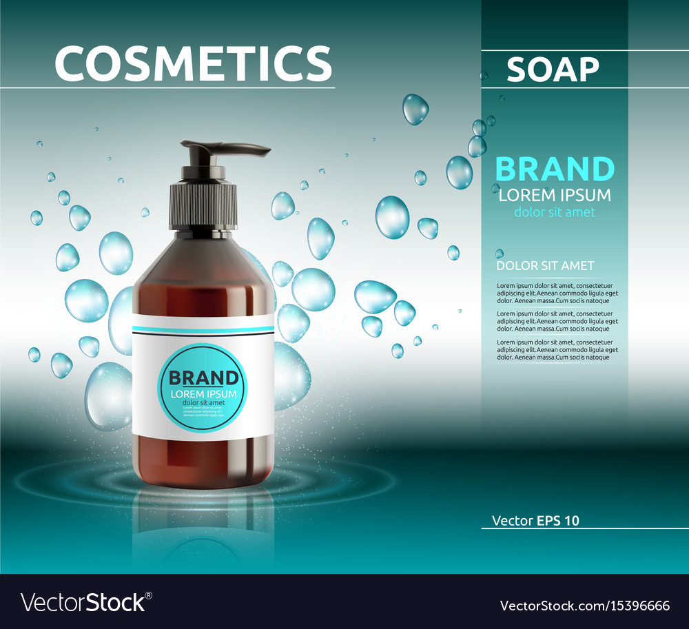 Liquid Soap Cosmetic Ads Template Hydrating Body Vector Image See more ideas about soap advertisement, soap, ads creative. vectorstock