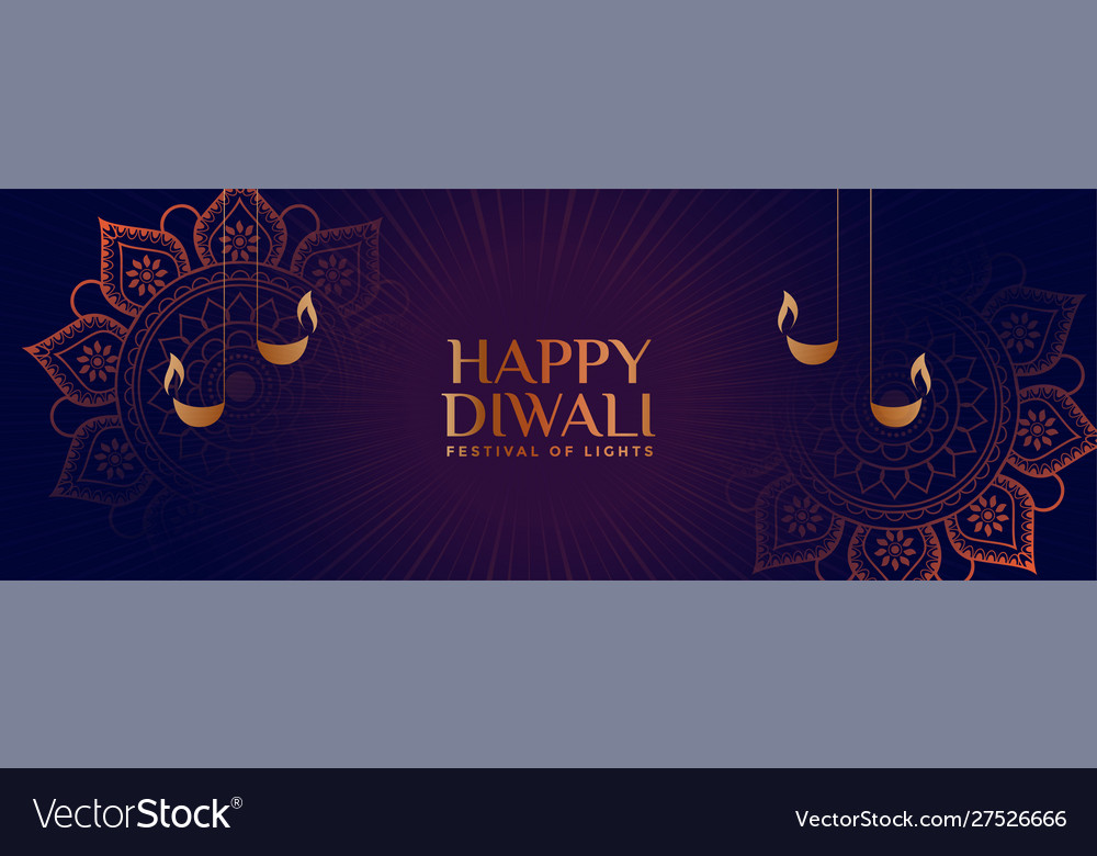Lovely Ornamental Style Happy Diwali Banner Design