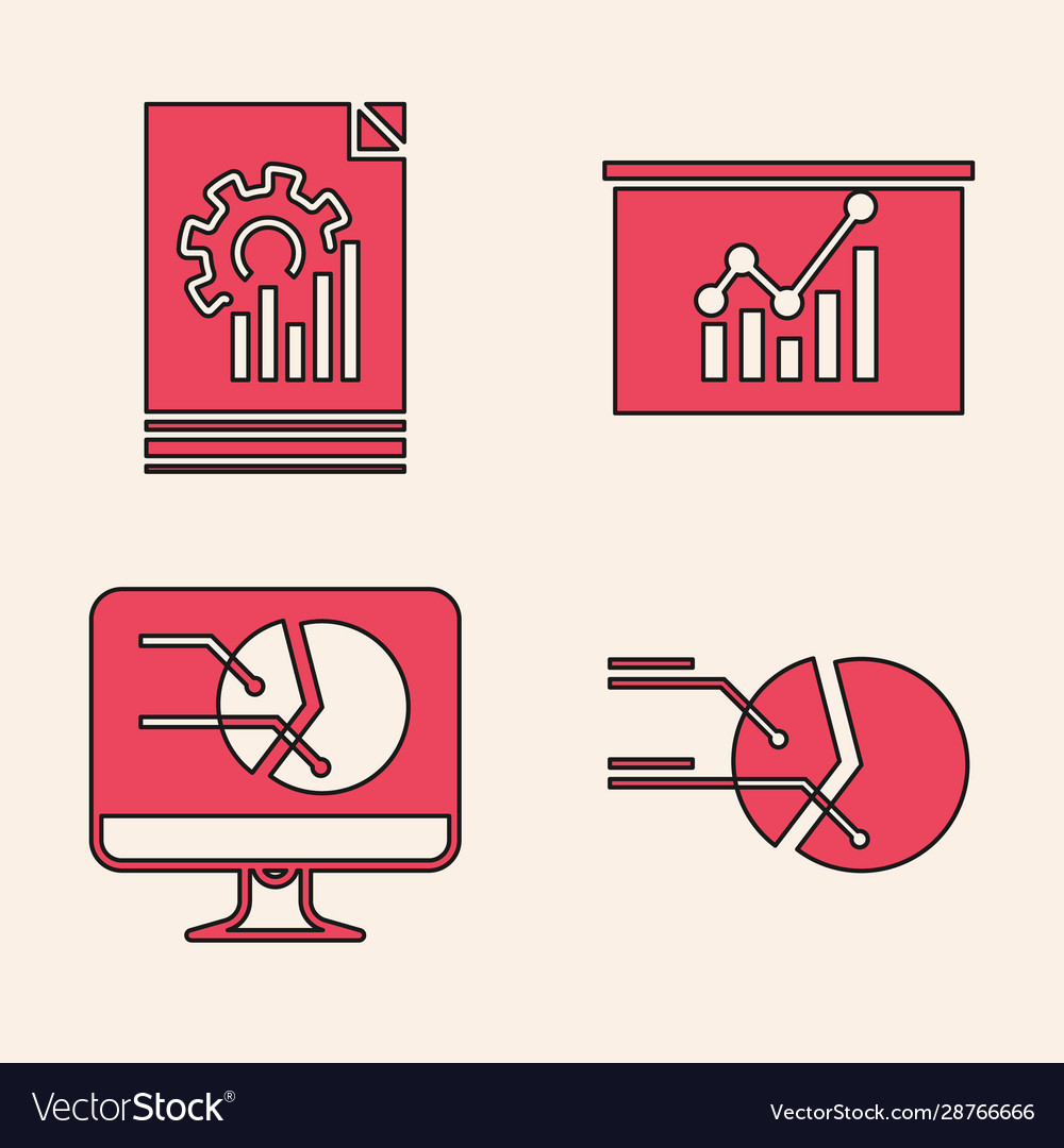 Set pie chart infographic document with graph