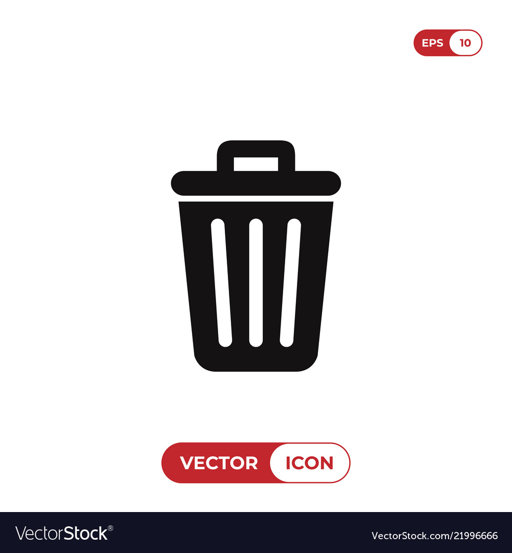 Trash icon garbage symbol can bin delete vector image Trash icon garbage symbol can bin delete