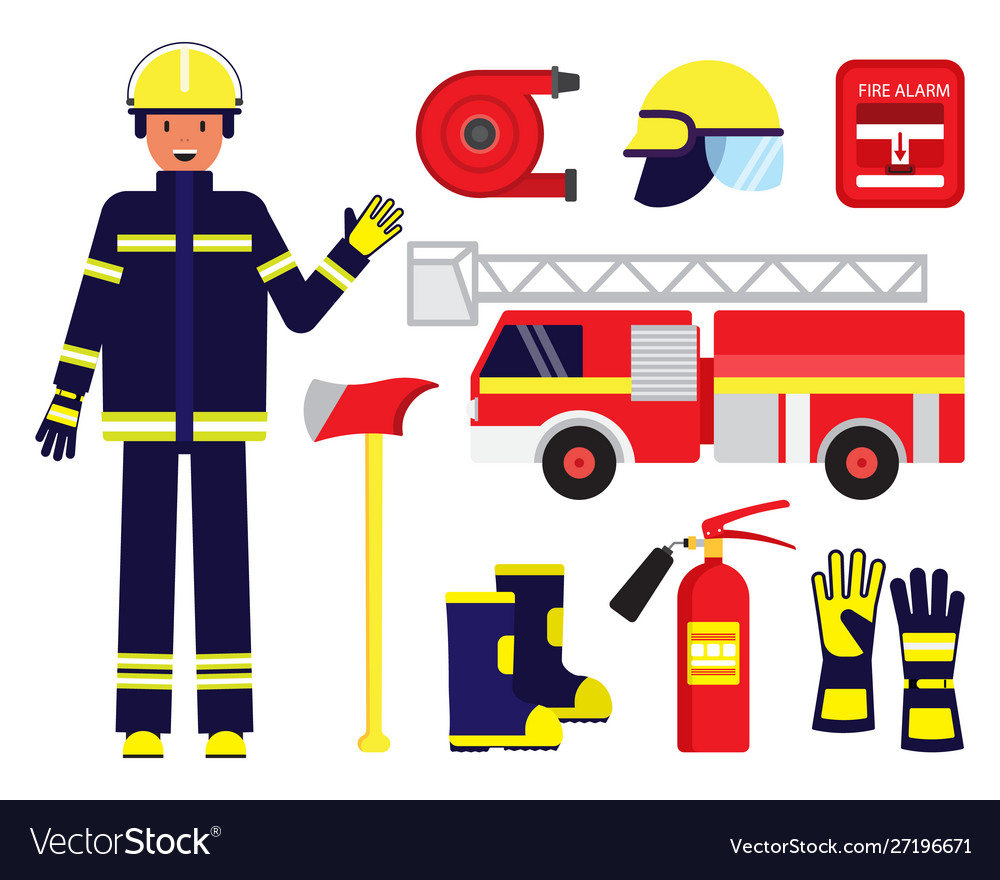 Cartoon color character person fireman Royalty Free Vector