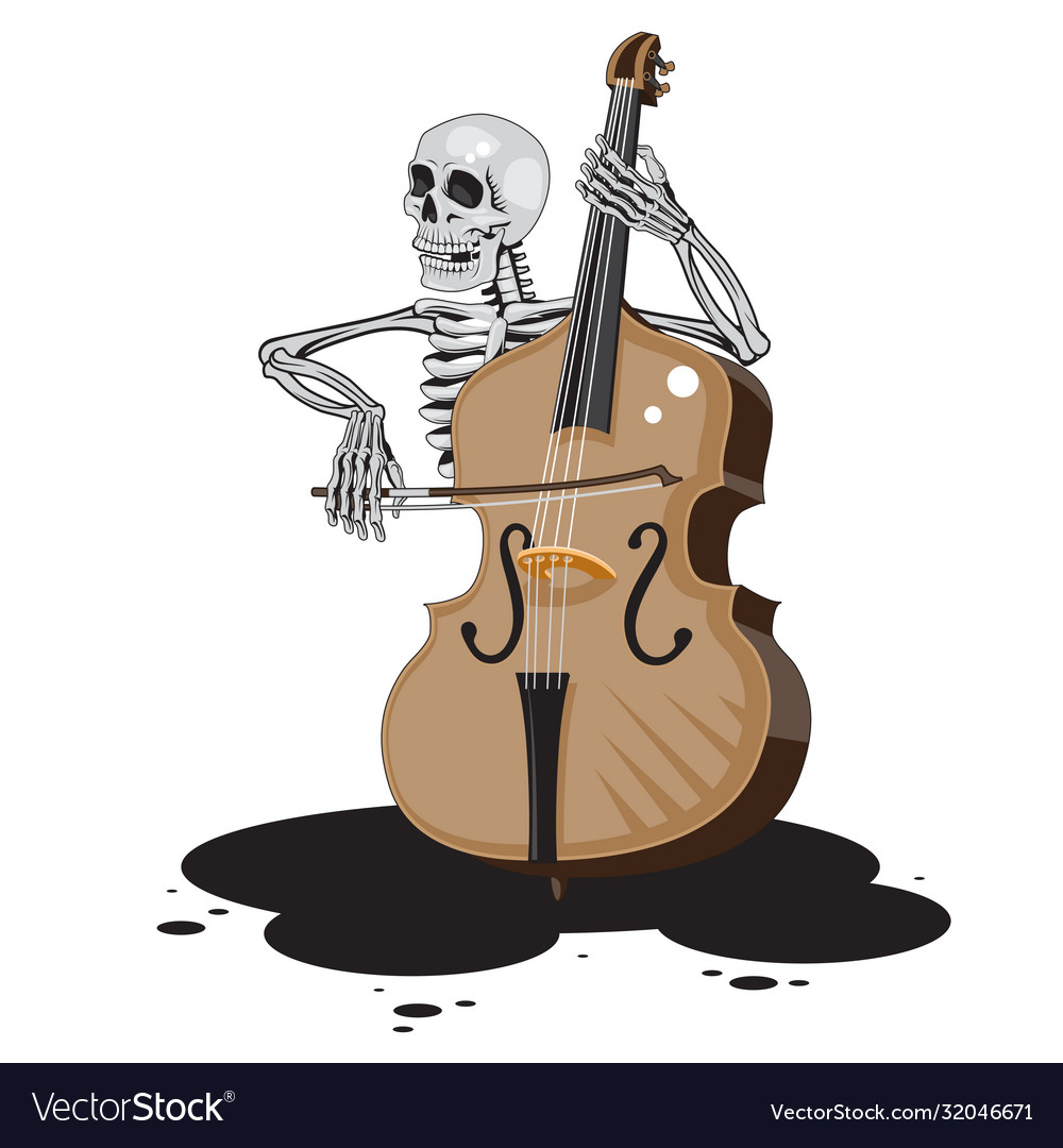 Character Skeleton Plays Double Bass On A Vector Image