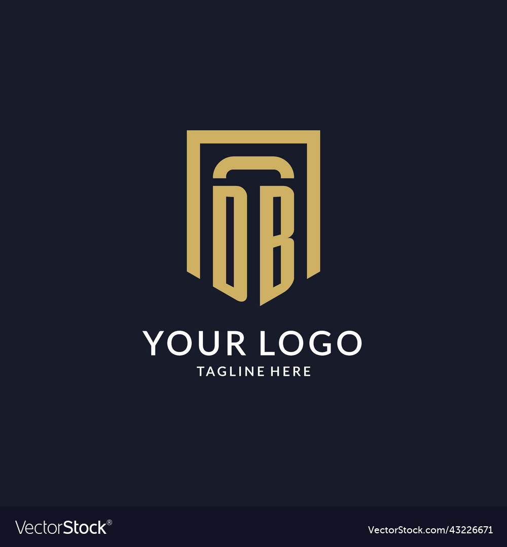 Db logo initial with geometric shield shape