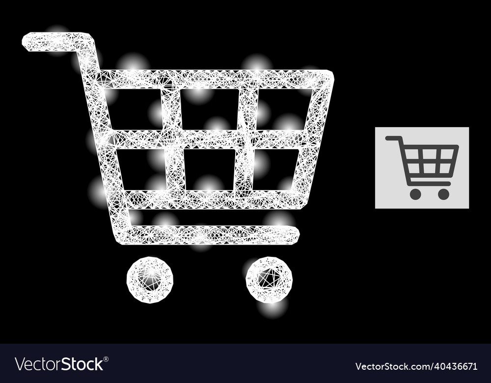 Glossy net mesh shopping cart with glare spots vector image Glossy net mesh shopping cart with glare spots