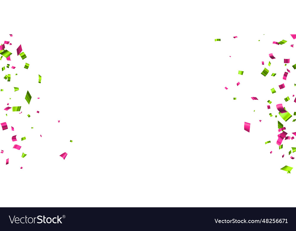 Green and pink cut out foil ribbon confetti frame Vector Image Green and pink cut out foil ribbon confetti frame