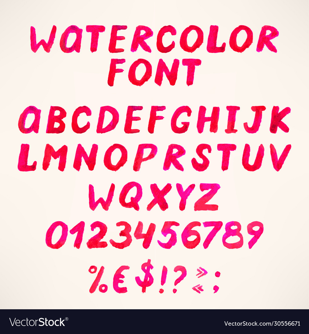 Handwritten Watercolor Pink Script Alphabet