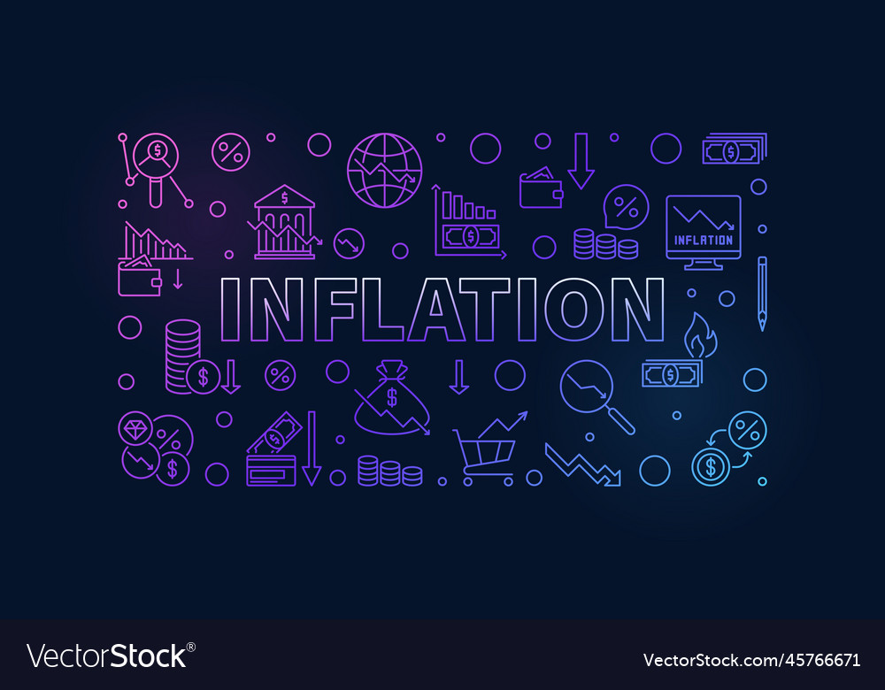 Inflation horizontal thin line colorful banner Vector Image