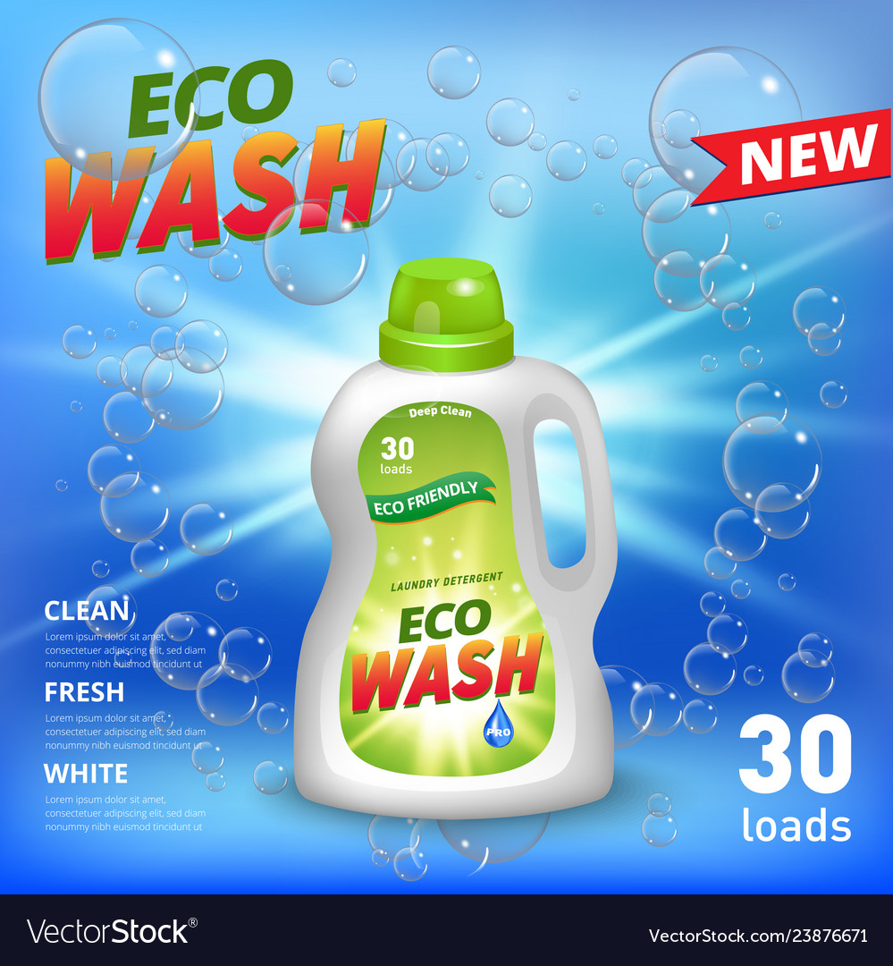 Laundry detergent ad poster stain remover package Vector Image