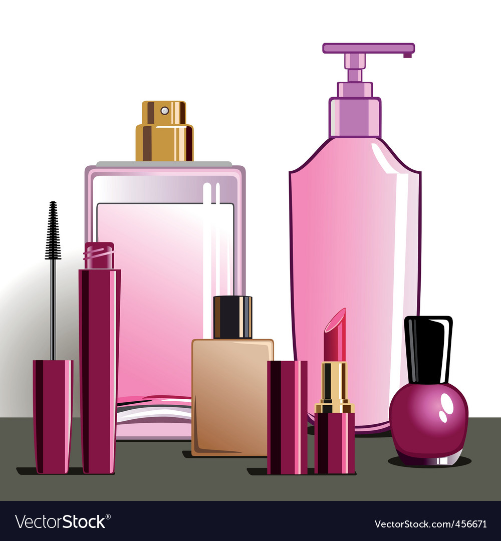 Makeup and beauty products Royalty Free Vector Image