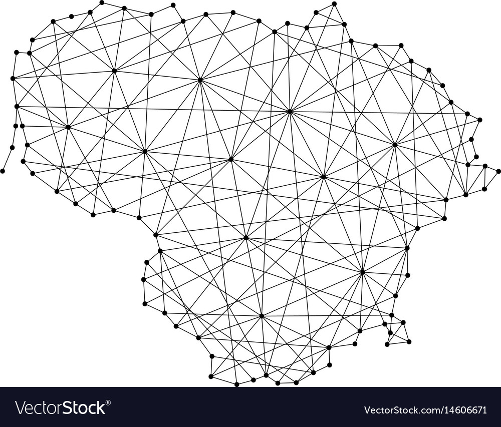 Map of lithuania from polygonal black lines